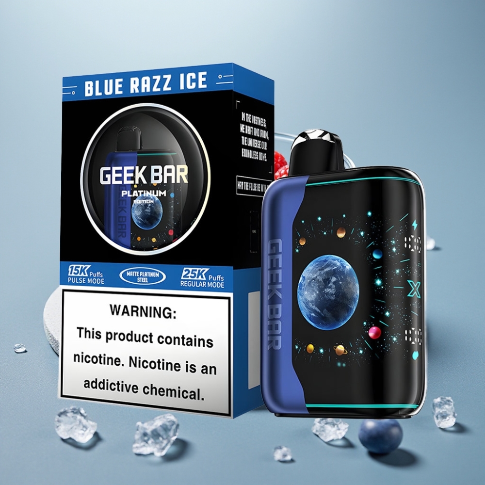 GEEK BAR Platinum Edition 25000 Puffs Tela Curva 3D Azul Framboesa Gelo Dual Mesh