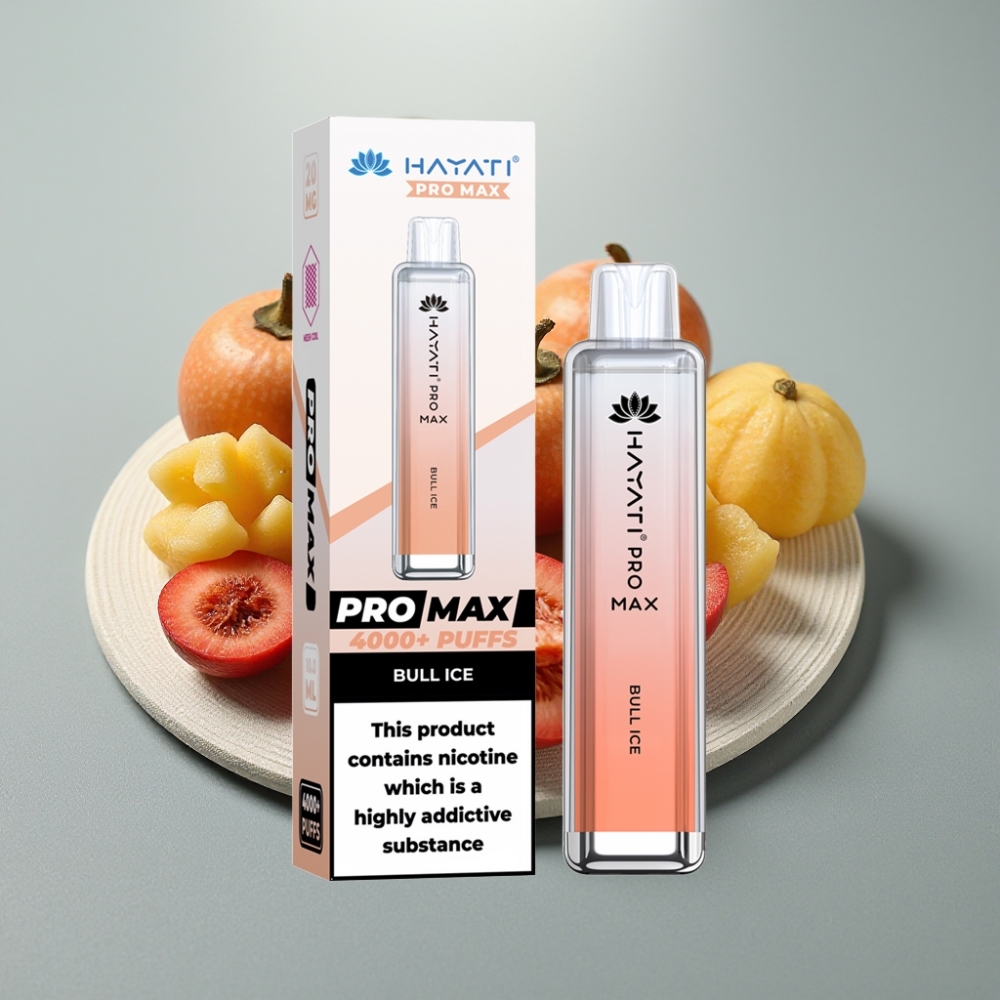 Hayati Pro Max 4000 Puffs Disposable Vape Gelo de Touro Dual Mesh 1400mAh Recarregável