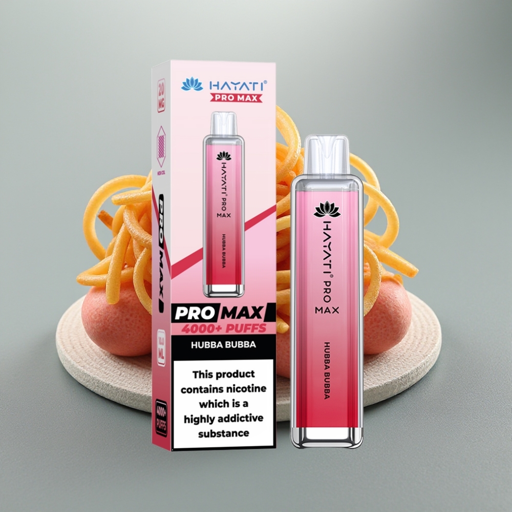 Hayati Pro Max 4000 Puffs Disposable Vape Goma de Mascar Recarregável LED Crystal