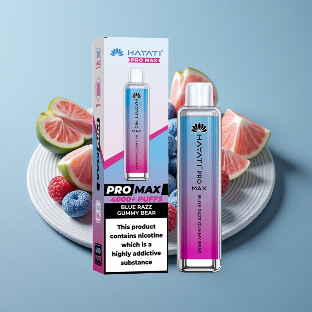 Hayati Pro Max 4000 Puffs Disposable Vape Goma de Urso Azul com LED e 1400mAh