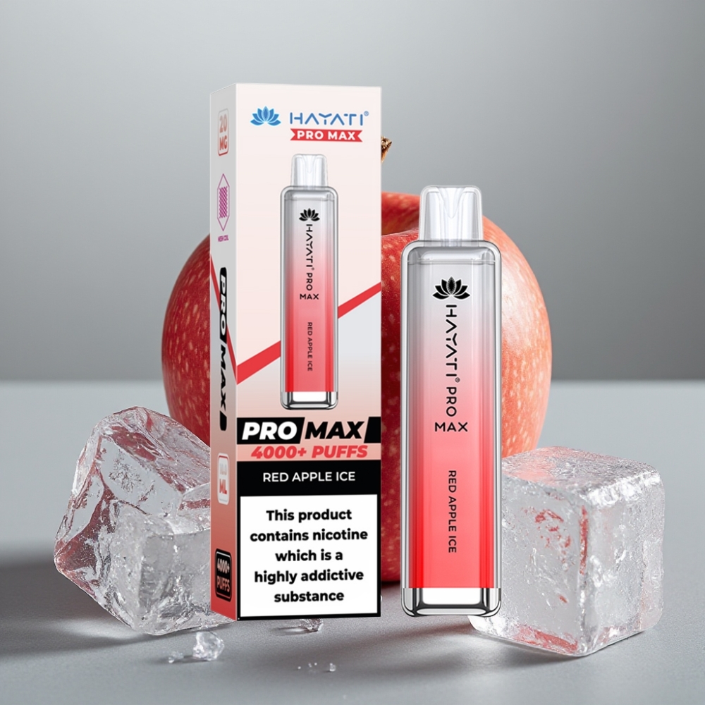 Hayati Pro Max 4000 Puffs Disposable Vape Maçã Vermelha Gelo, 5% Nicotina, 1400mAh