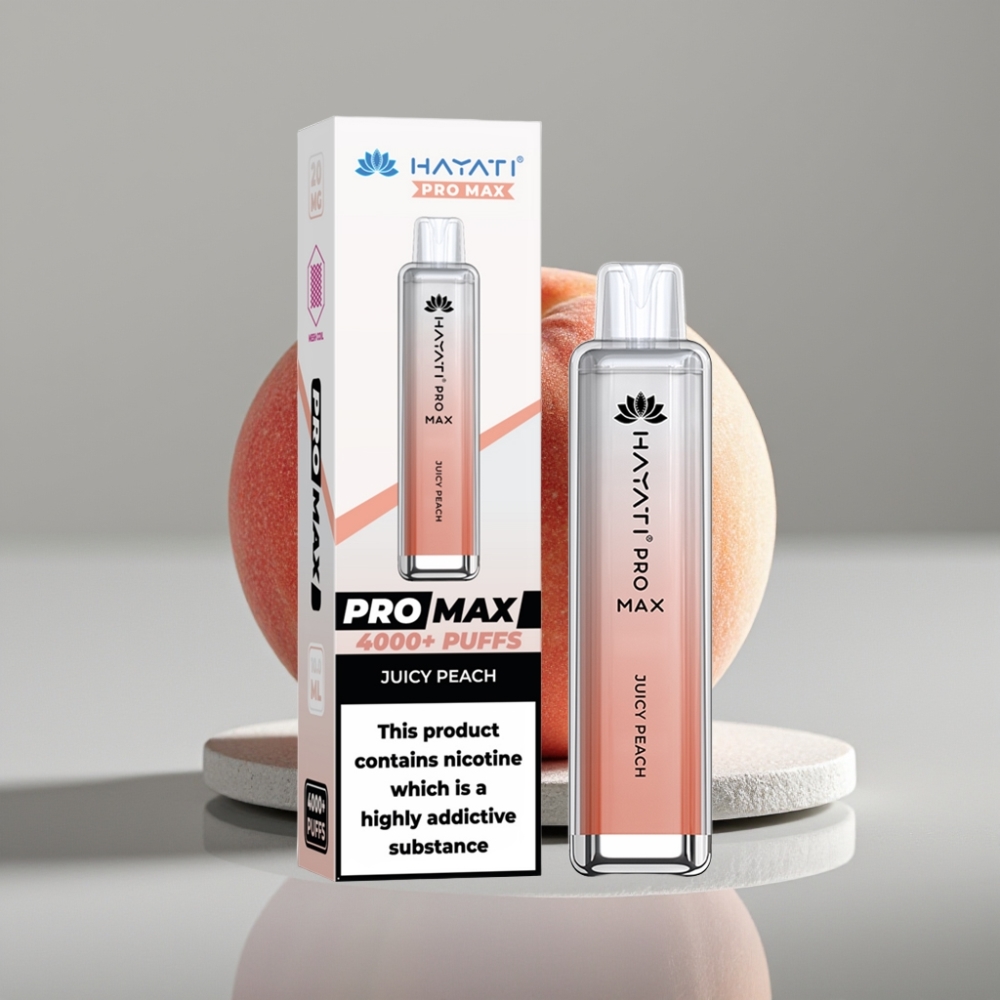 Hayati Pro Max 4000 Puffs Disposable Vape Pêssego Suculento, 1400mAh, Recarregável
