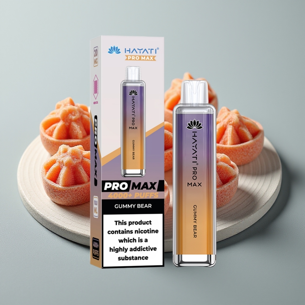 Hayati Pro Max 4000 Puffs Dispositivo Recarregável Sabor Ursinho de Goma LED e Crystal