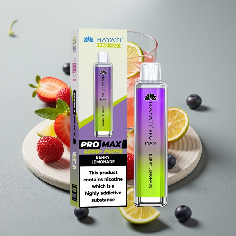 Hayati Pro Max 4000 Puffs Dispositivo Vaporizador Recarregável Limonada de Frutas Vermelhas