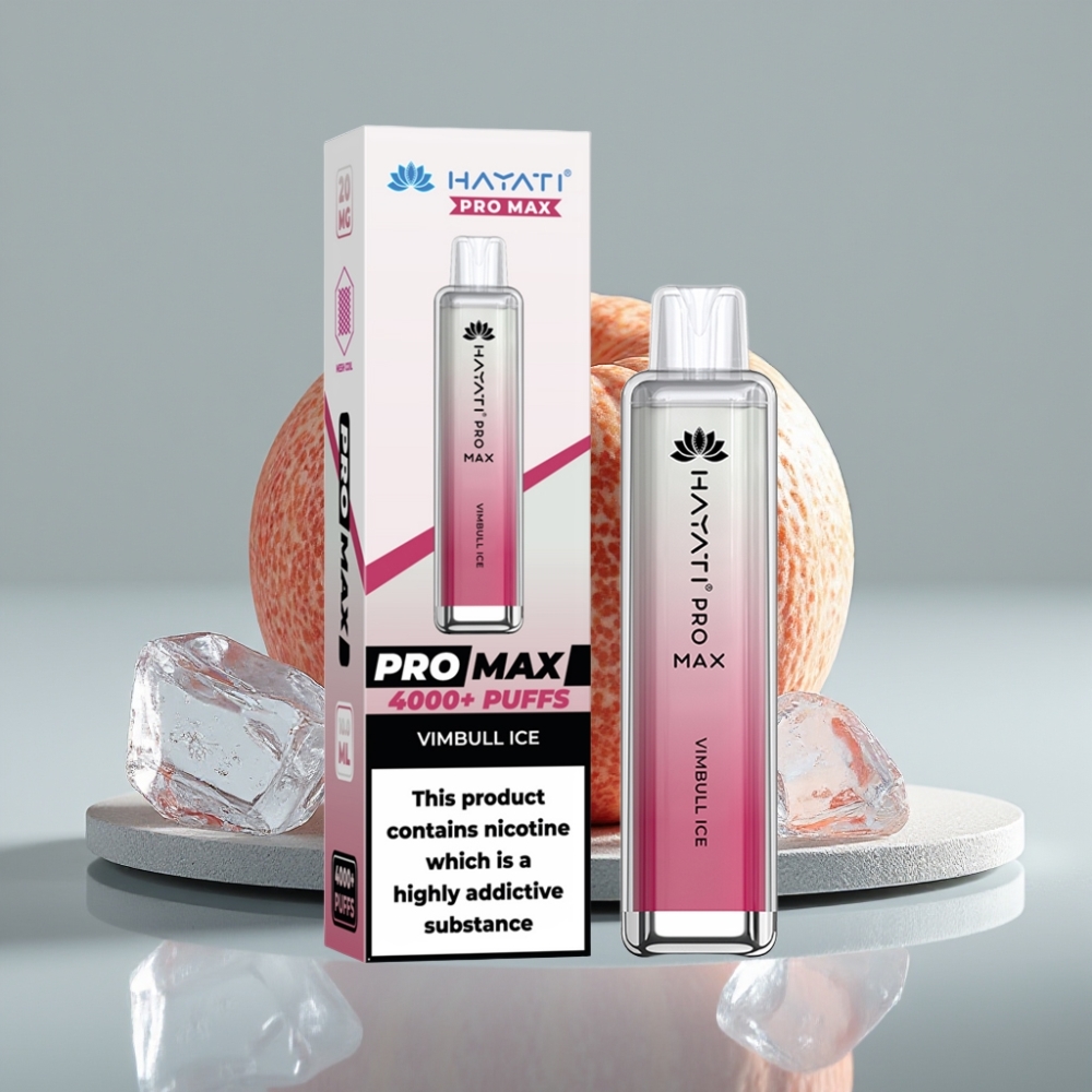 Hayati Pro Max 4000 Puffs Gelo Vimbull Recarregável com LED e Bobina Dupla 1.1 Ohm