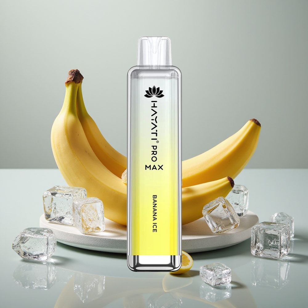 Hayati Pro Max 4000 Puffs Gelo de Banana Recarregável com LED e 1400mAh