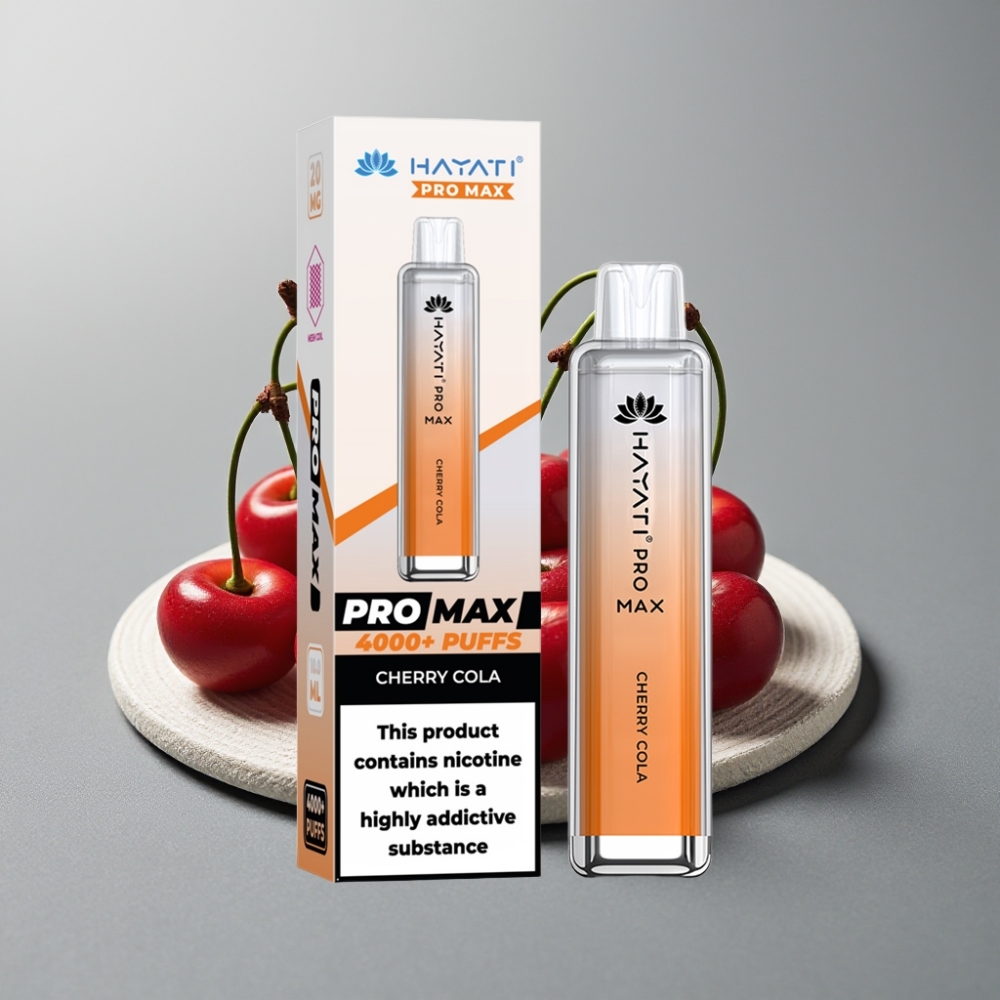 Hayati Pro Max 4000 Puffs Rechargeável Sabor Cereja-Cola TPD 2% 5% 1400mAh