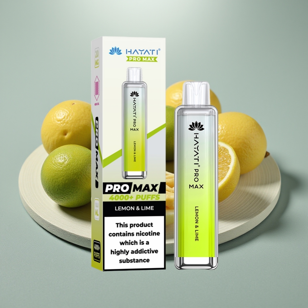 Hayati Pro Max 4000 Puffs Vape Descartável Limão & Lima 5% Nicotina 1400mAh Recarregável