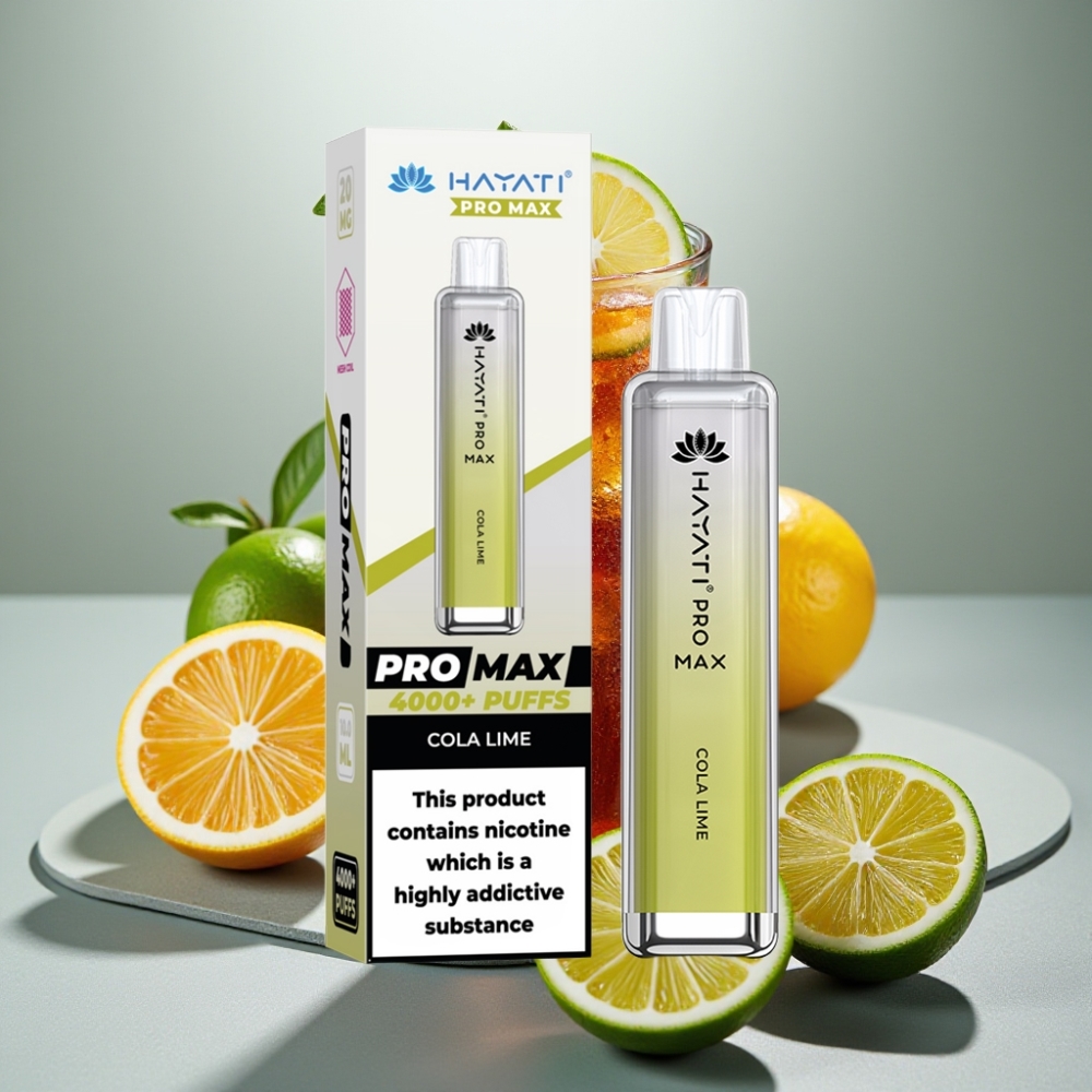 Hayati Pro Max 4000 Puffs Vape Recarregável Cola Lima 1400mAh LED Crystal