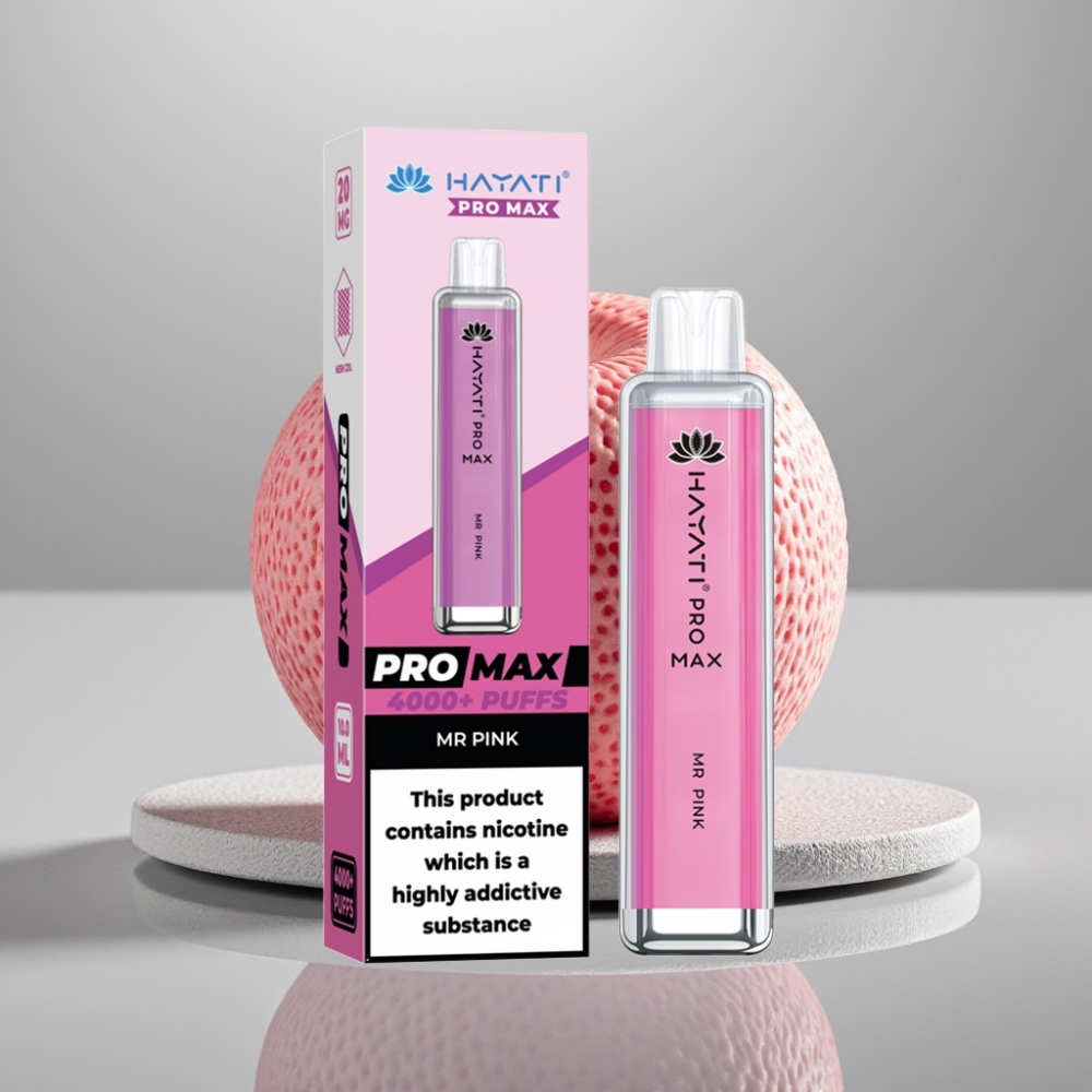 Hayati Pro Max 4000 Puffs Vape Recarregável com LED e Sabor Rosa Mr Pink
