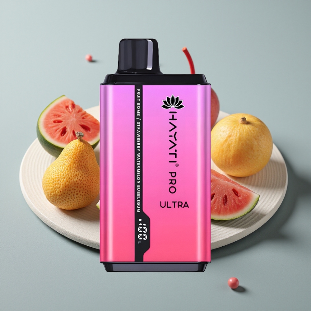 Hayati Pro Ultra 15000 Puffs 2×12ml 2% Explosão de Frutas Morango-Melancia Chiclete