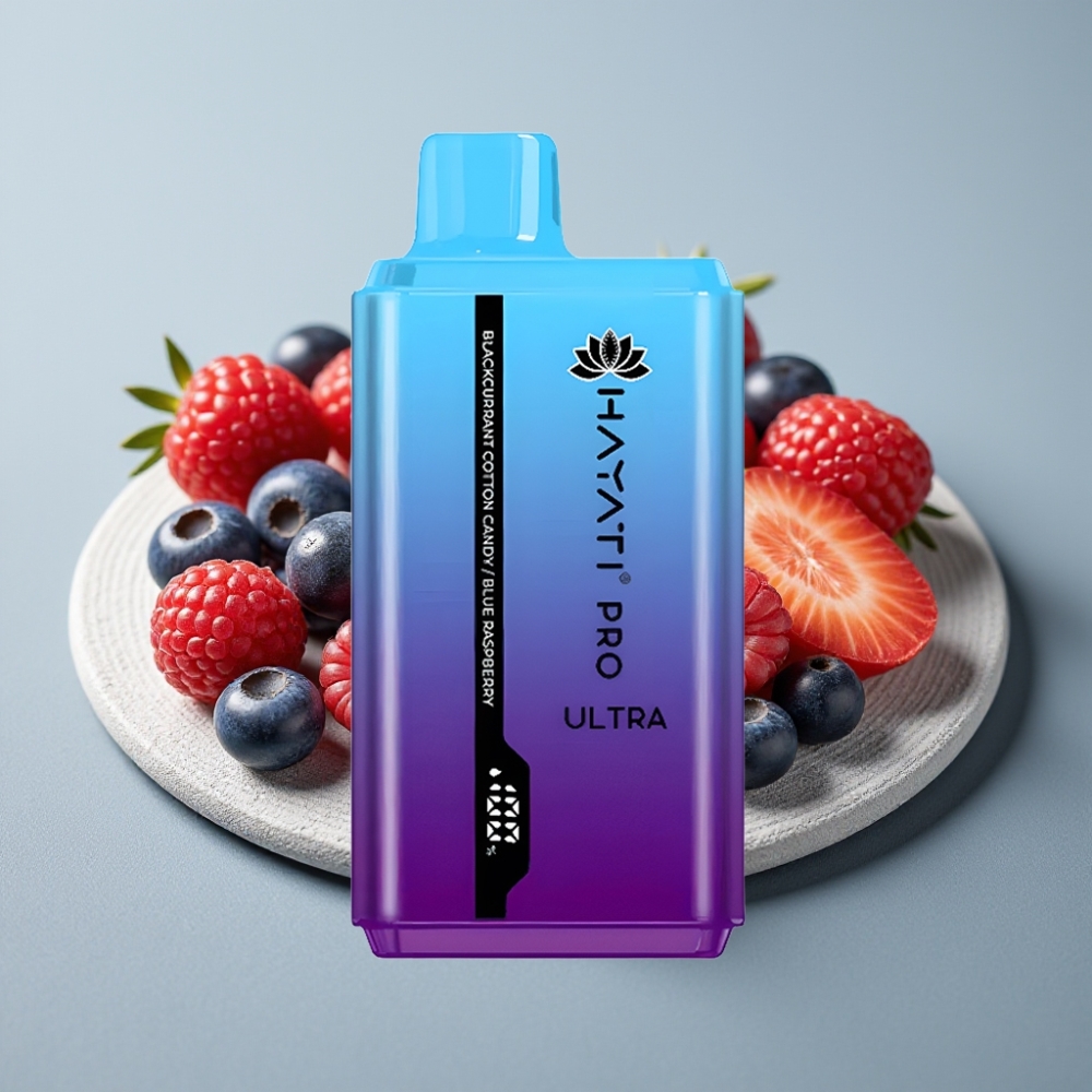 Hayati Pro Ultra 15000 Puffs 2×12ml 2% Sabor Groselha Algodão Doce Framboesa Azul