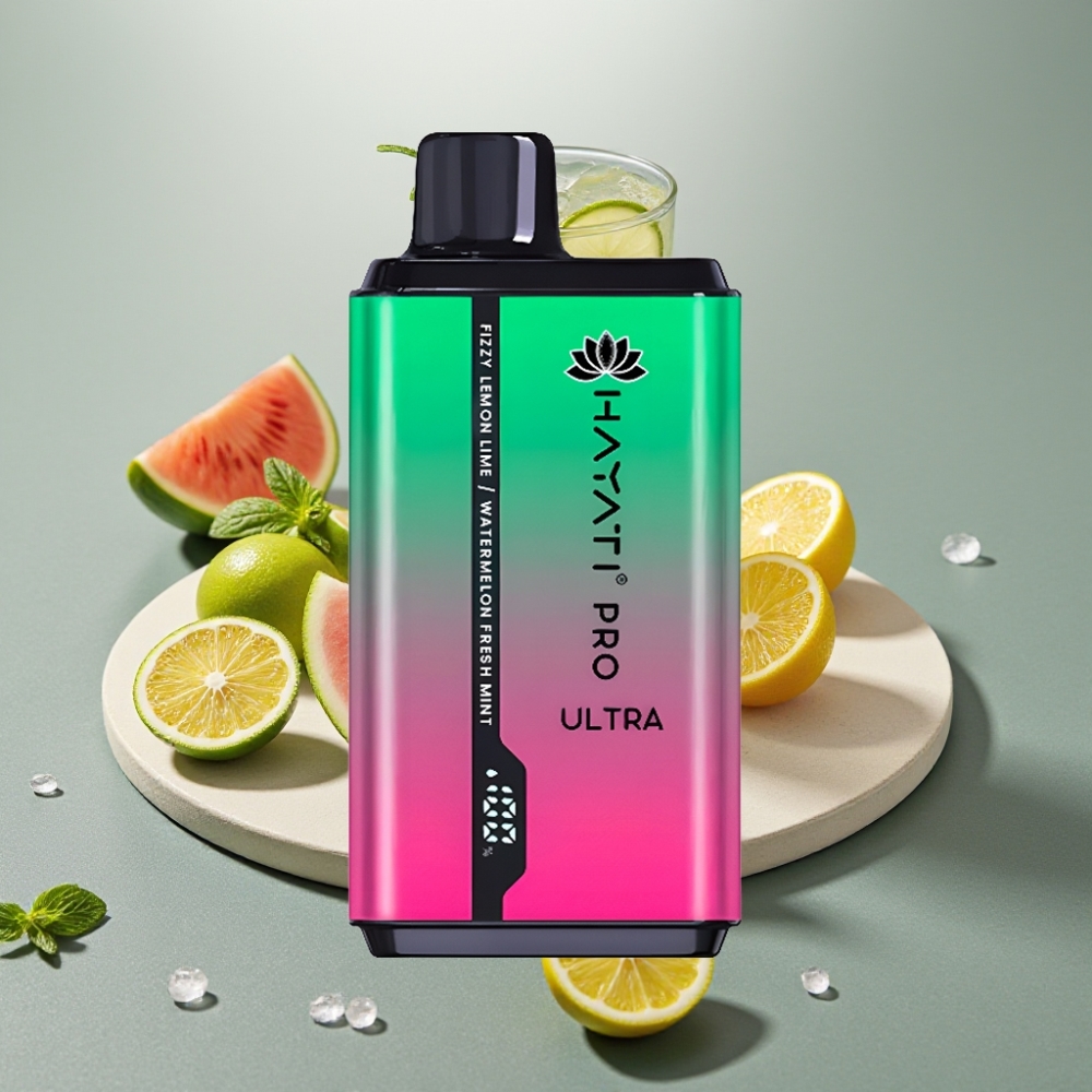 Hayati Pro Ultra 15000 Puffs 2×12ml 2% Sabor Limão & Lima Refrescante com Melancia e Hortelã