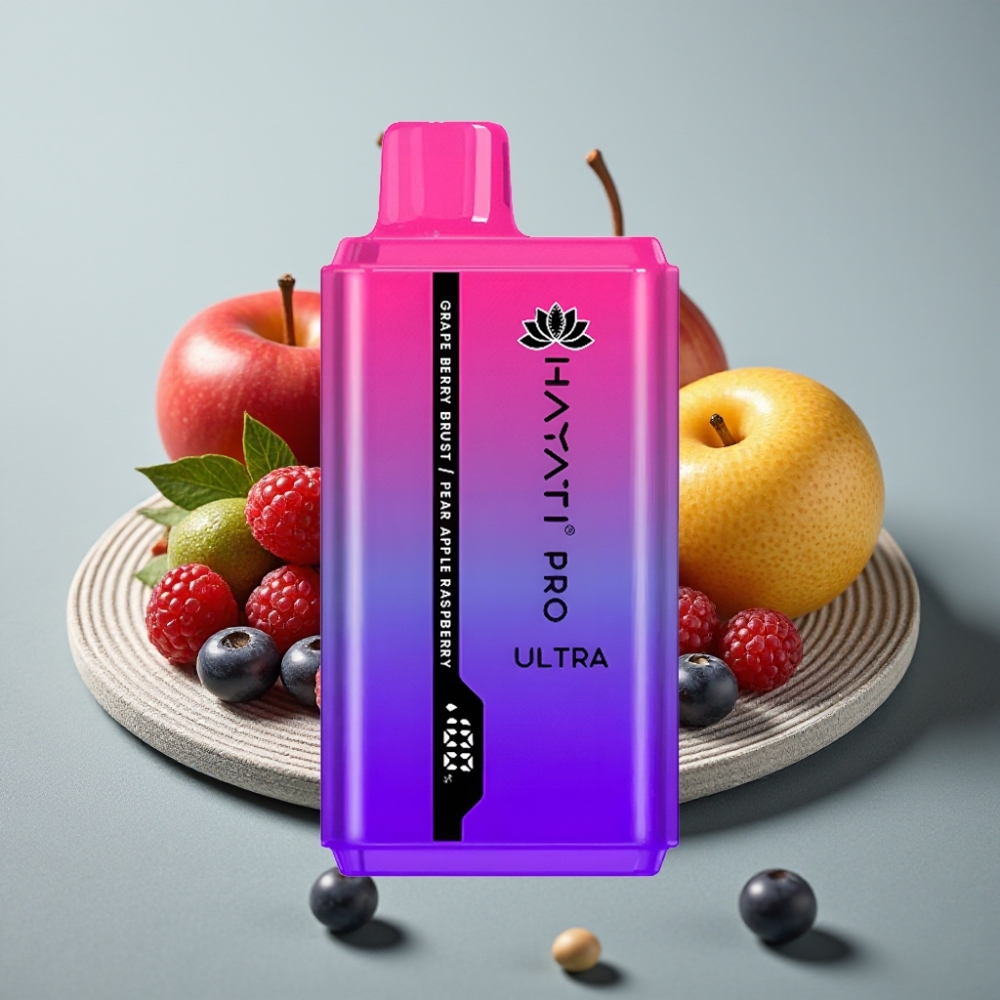 Hayati Pro Ultra 15000 Puffs 850mAh 24ml 2% Explosão de Uva Berry Pêra Maçã Framboesa