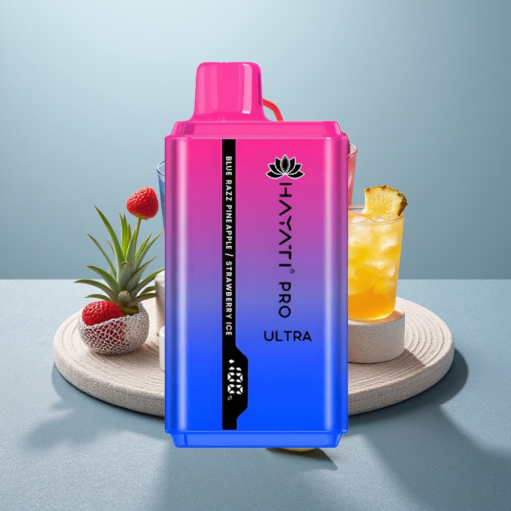 Hayati Pro Ultra 15000 Puffs 850mAh 2×12ml 2% Azul Framboesa Abacaxi Morango Gelo