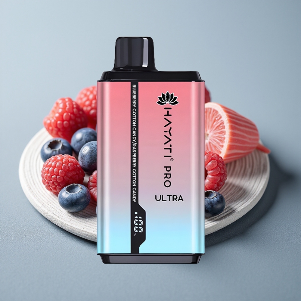 Hayati Pro Ultra 15000 Puffs 850mAh 2×12ml 2% Blueberry Algodão Doce Raspberry Algodão Doce