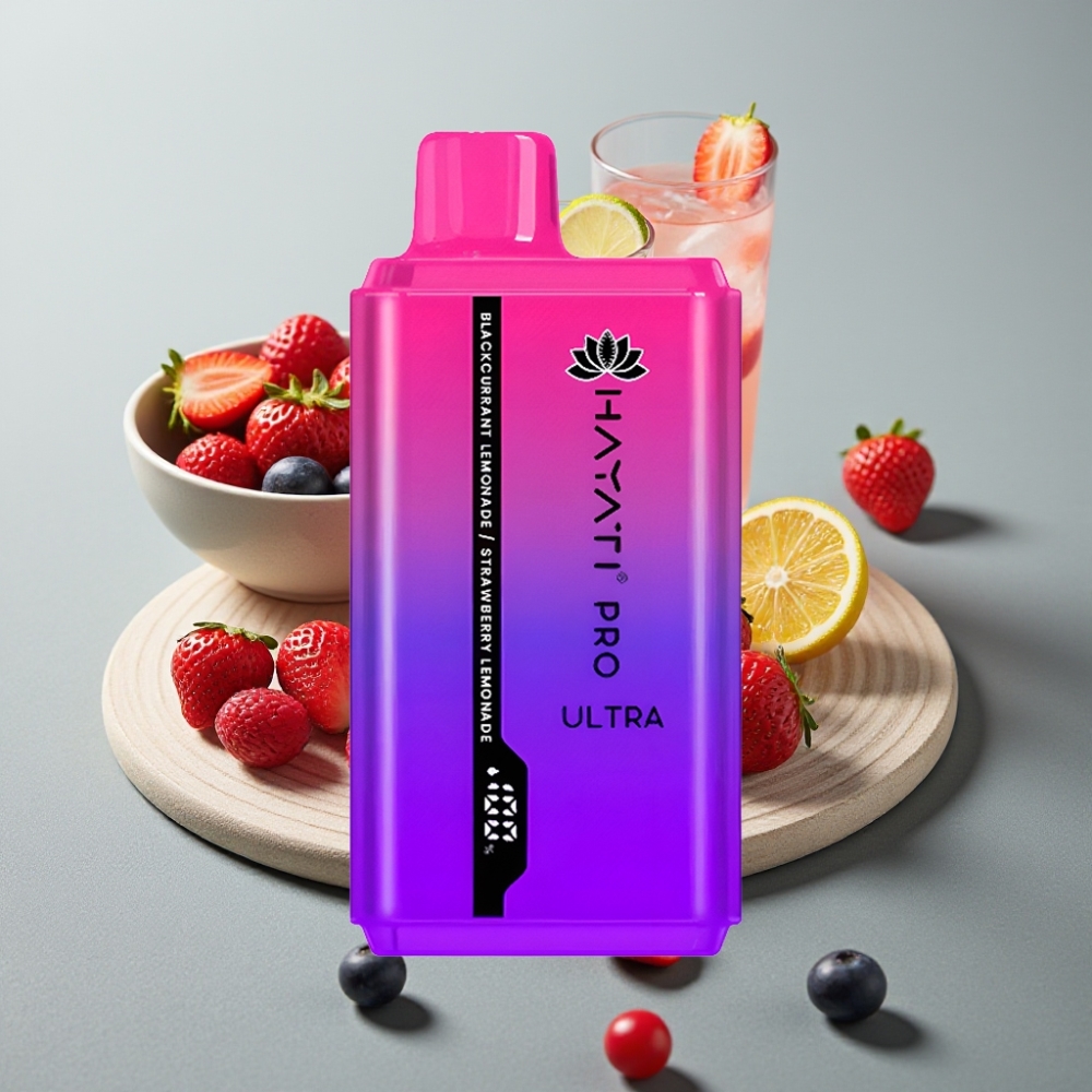 Hayati Pro Ultra 15000 Puffs 850mAh 2×12ml 2% Groselha Limonada Morango Limonada