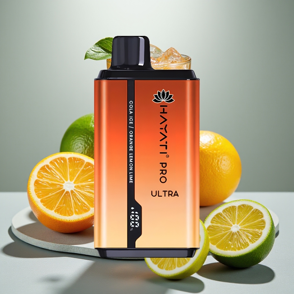 Hayati Pro Ultra 15000 Puffs Refillável 24ml Bateria 850mAh Sabor Cola Gelo Laranja Limão Lima